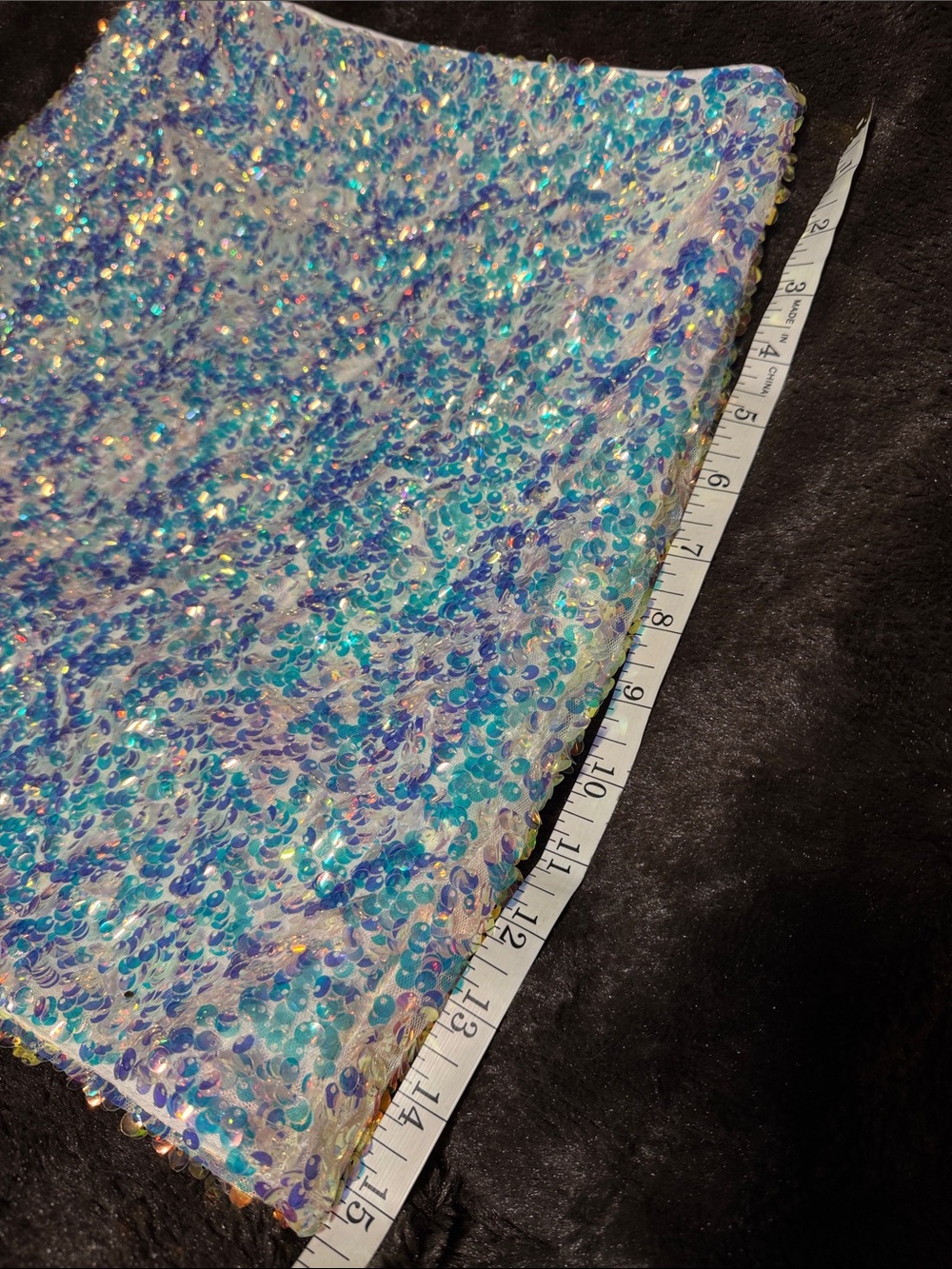 Endless Rose Iridescent Sequin Side Zip Mini Skirt - Blueish Purpleish Size M - Picture 4 of 16